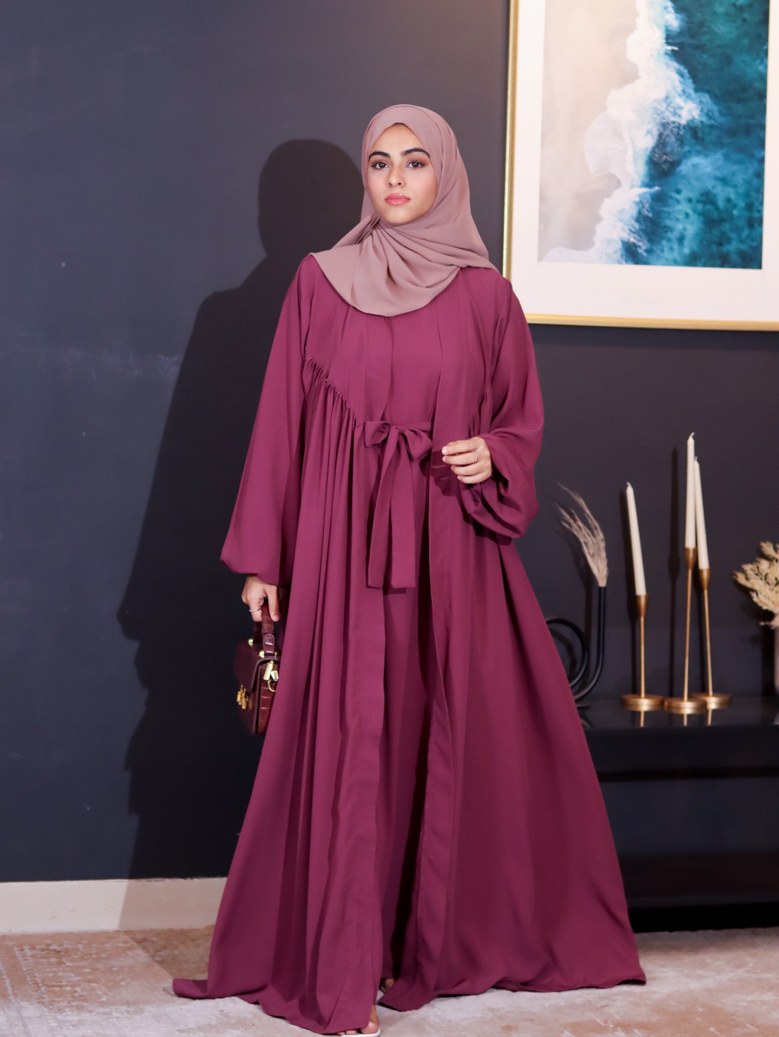 Regal Plum 2-Piece Abaya Set – Modesty By Nida Khan