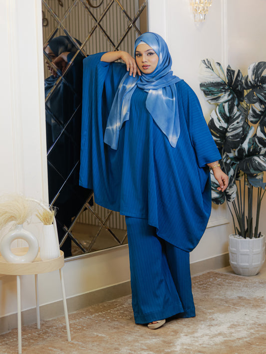 The Electric Blue Kaaftan Suit with Scarf