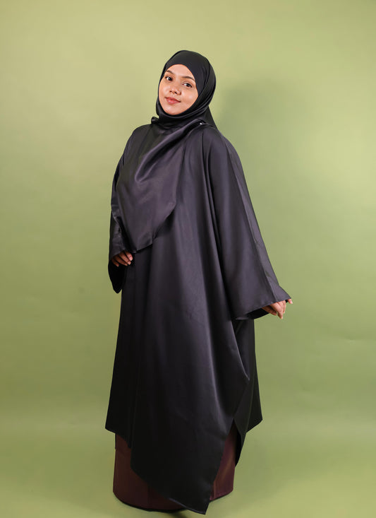 Nightfall Noir Khimar-Kaftaan Set